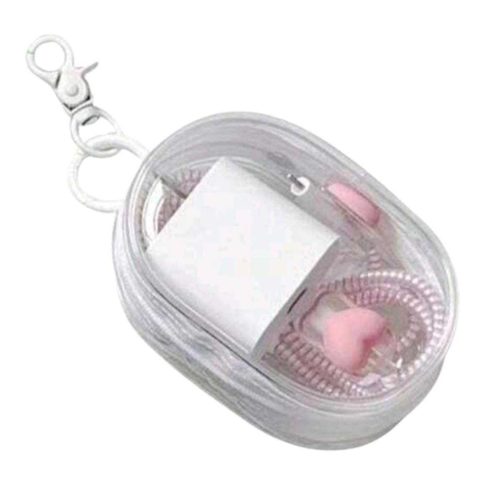 Transparent Multi-Purpose Data Cable Storage Bag With Hook Design.